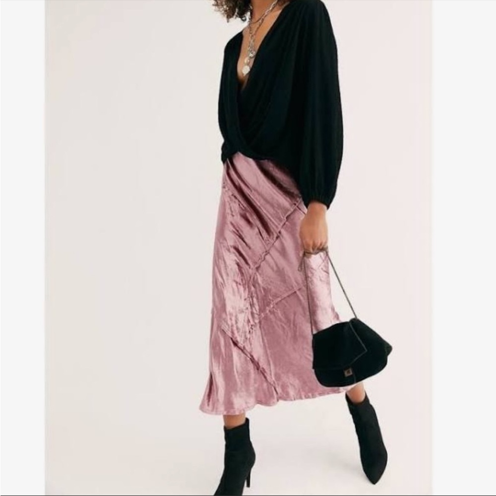 Free People Serious Swagger Velvet Skirt